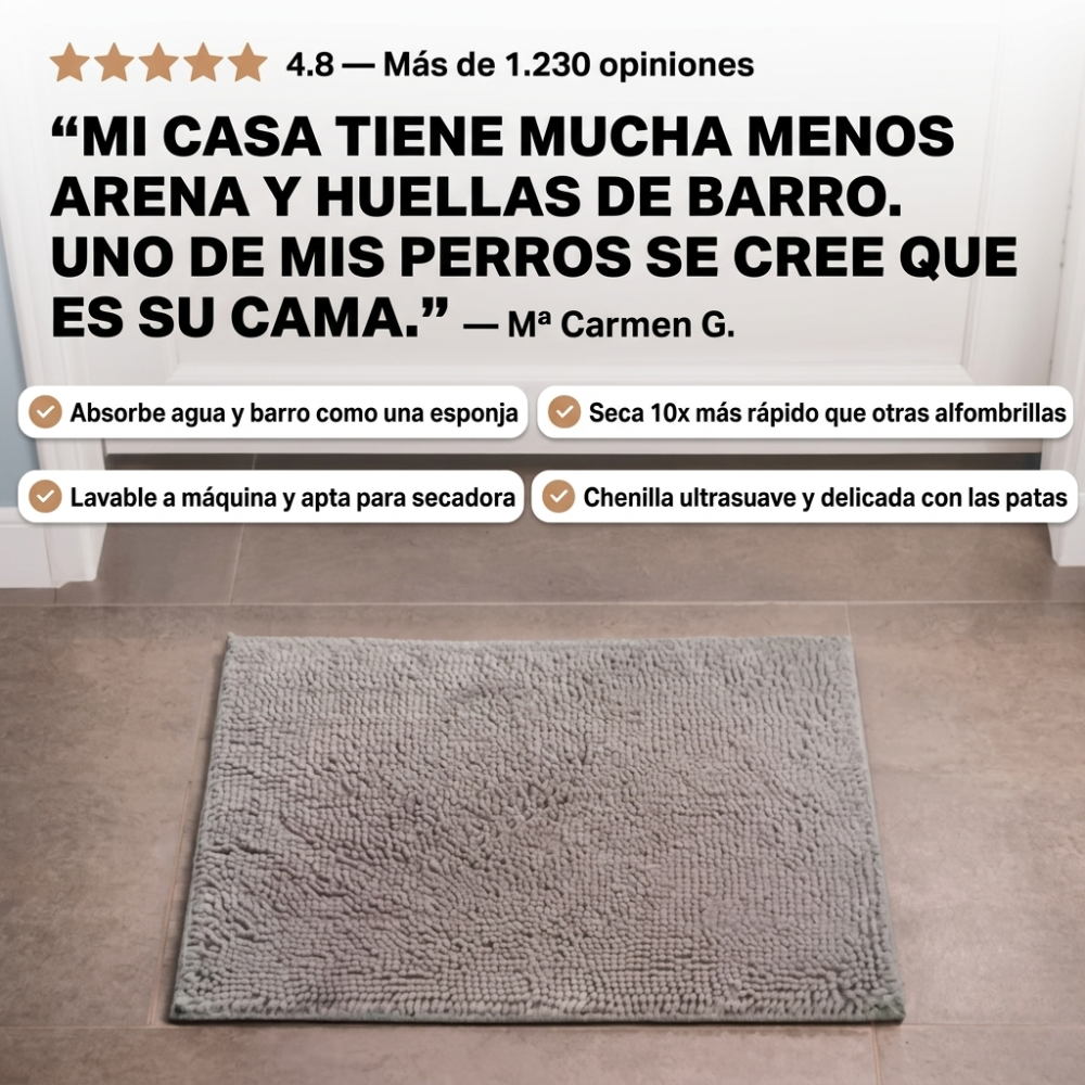 MudPaw: Alfombra secapatas (chenilla de microfibra ultra absorbente)
