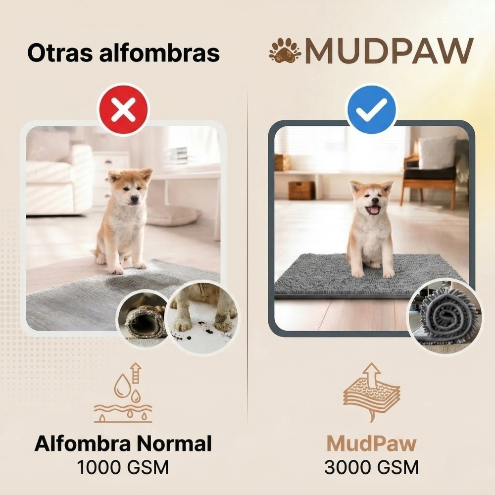 MudPaw: Alfombra secapatas (chenilla de microfibra ultra absorbente)
